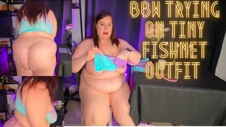 BBW Trying on Tiny Fishnet Outfit