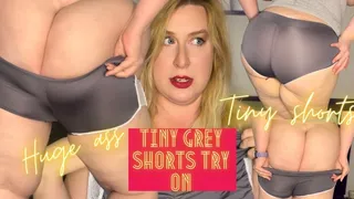Tiny Grey Shorts Try-On