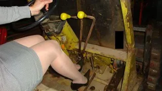 The secretary kick the forklift in sheer nude´s