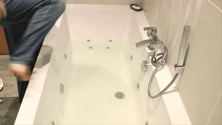 Wet Jeans in Bath with Vibrator