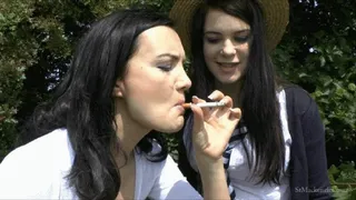 Busty School Girl Jessica-Ann Is Caught Smoking & Encourages Miss Taylor to Try It