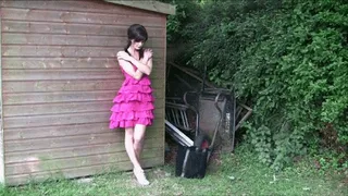 Cute Student Emma-Kate Strips Off Her Sexy Party Dress Outside the Caretakers Shed