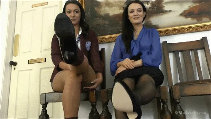 Sexy School Girl Lauren & Cute Miss Taylor Make You Clean Their Sexy High Heels