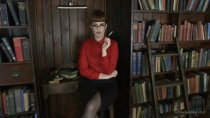 Sexy Teacher Miss Page Teases You While Smoking & Stripping in the Library