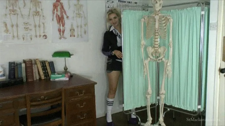 Naughty School Girl Dolly Teases You as She Strips Behind the Medical Screen