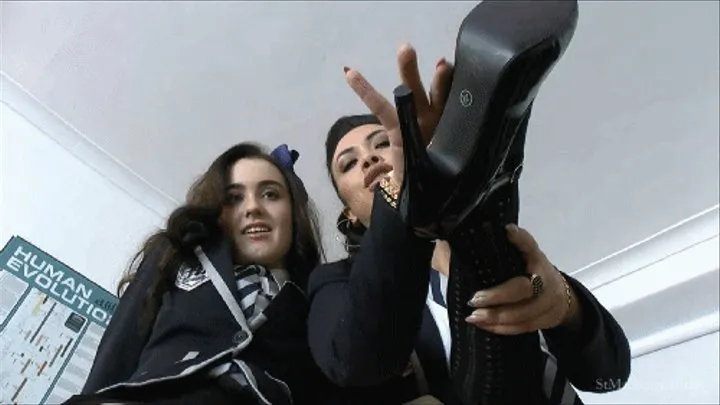 Naughty School Girls Hannah & Lola Make You Lick & Worship Their Sexy High Heels