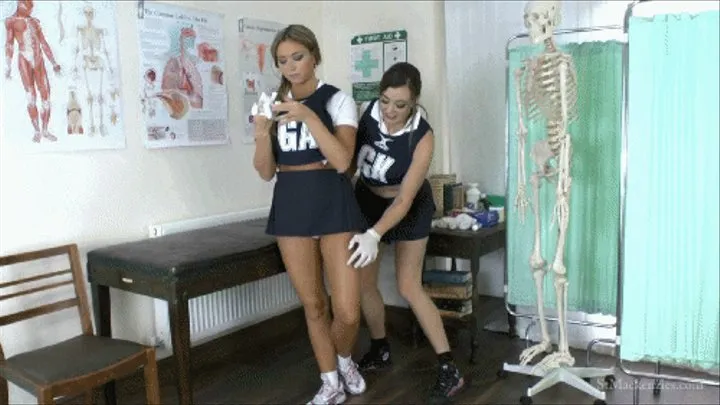 Sexy School Girls Natalia & Sapphire Play Around with Latex Gloves as They Strip