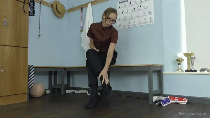 Geeky Teacher Miss Cooper Strips While Playing With Her Ankle Socks
