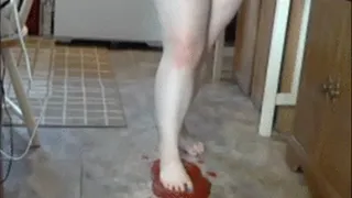 My feet playing in ketchup