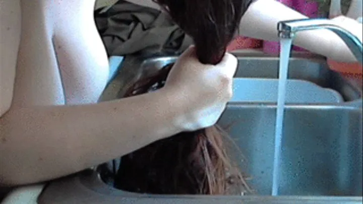 Washing my long brown hair