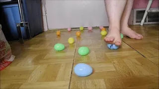 Crushing plastic eggs