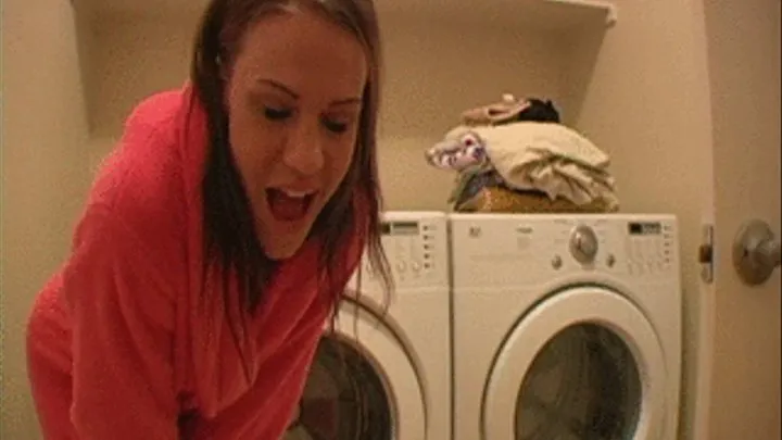 Solo masturbation on washing machine