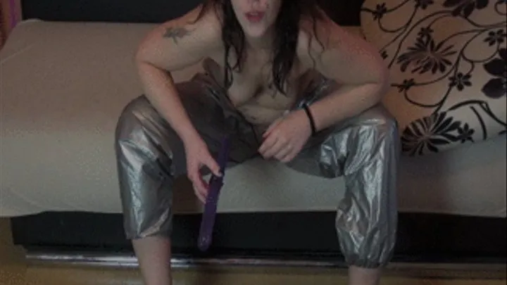 Double dildo fuck in the sauna suit