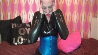 Condom mask and Latex Pussy fingered