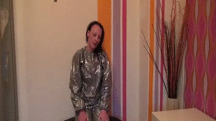 Workout in the sauna suit PVC