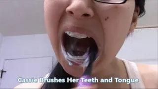 Cassie Brushes Her Teeth and Tongue