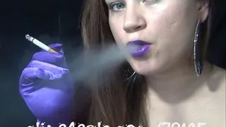 Purple Lips Purple Gloves Marlboro Red 100 Close Up Smoke