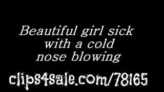 Beautiful Girl Sick In Bed Nose Blowing