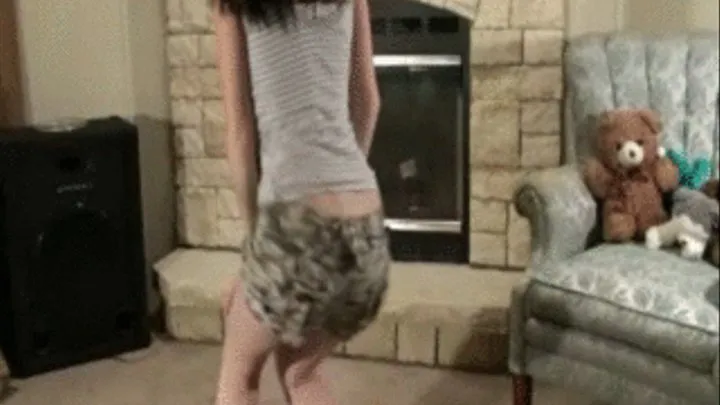 Horny girl dancing in her living room