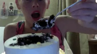 Face stuffing by Krissy! MMM CAKE!!