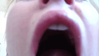 Krissy yawning POV, showing inside her mouth as she yawns