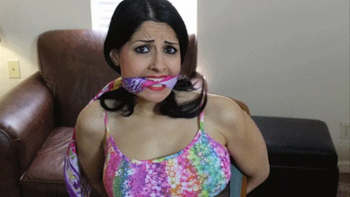 Hannah Perez Bound and Gagged With Scarves