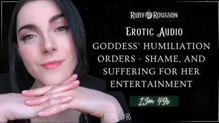 Goddess' Humiliation Orders - Shame, and Suffering for Her Entertainment