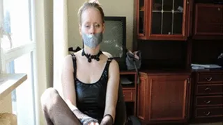 Duct tape on my mouth and wrists, mistress outfit, silent chatting