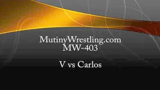 MW-403 V the cheerleader vs CARLOS Intense mixed wrestling