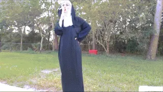 Nun Smoking Outside