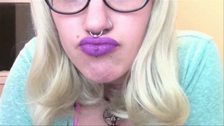 Pretty purple lip smelling