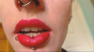 gorgeous tongue and lips licking toy close up
