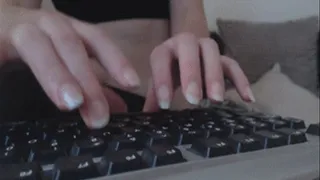 natural nails typing close up