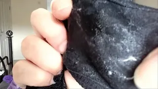 shiny cummy panties in your face to inhale