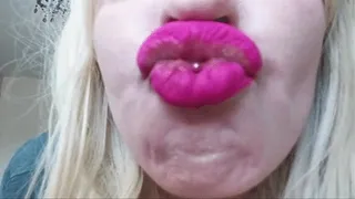slut pink lipstick smelling pouts