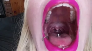 pink lipped saying ahh uvula and wide mouth show off