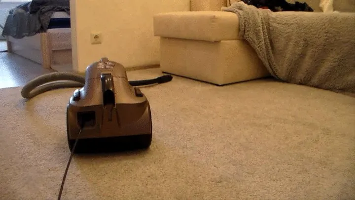 peeping under the skirt cleaning vacuuming the carpet