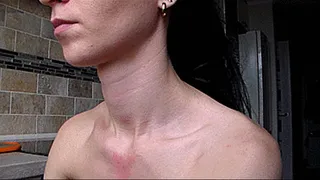 look at my Adam's apple, sexy throat, larynx, thin smooth neck, thick Adam's apple Adam's movement, sexy brunette, iron caress exciting his neck, oo how tempting it is))