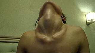 the neck of the miss brunette, Adam's apple