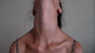 long-necked, thrown back, thick and solid Adam's apple,