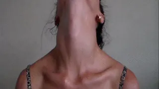 long-necked, thrown back, thick and solid Adam's apple, twist teasing Adam's apple