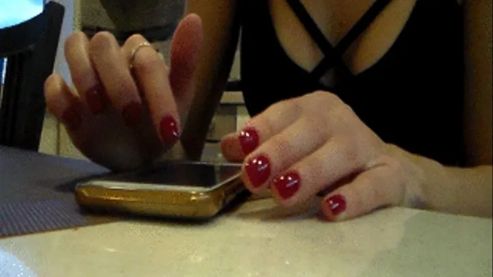 fingers, red nails to wear, typing text