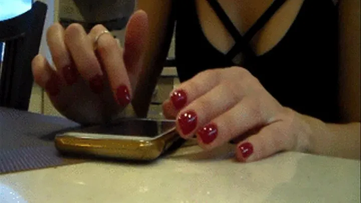 fingers, red nails to wear, typing text//