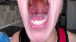 clip: huge mouth, wide mouth miss love, bite, fangs, larynx, tongue, saliva, mouth, jaw