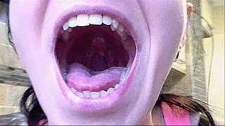 the opening of a large mouth, sharp fangs like a blade, a toothache, biting, white like snow teeth