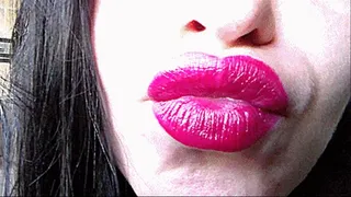 SMELLING MY SWEET LIPS, red lips in lipstick, sniffing lips, do you want my ravenous lips ?? Come on, come on, lick me