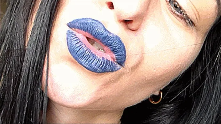 ORDER I love your duck smelling lips, I want you to show your lips in blue lipstick, it's so vulgar and sexy, your lips are plump that I want to fuck them