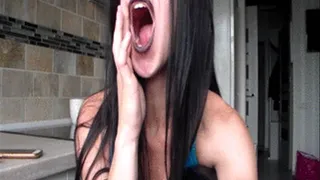 yawning, yawning woman, wide open her mouth to cum