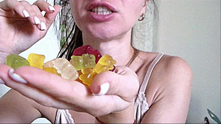 the gummy bear got into the mouth