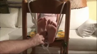 Amateur girl with sexy feet extreme tickling in the chair